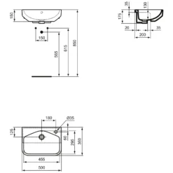 Ideal Standard I.life S Halbeinbauwaschtisch 50 Cm, 1 Hahnloch, Mit Überlauf -Ideal Standard ideal standard badkeramik life waschtische halbeinbauwaschtisch 11044915