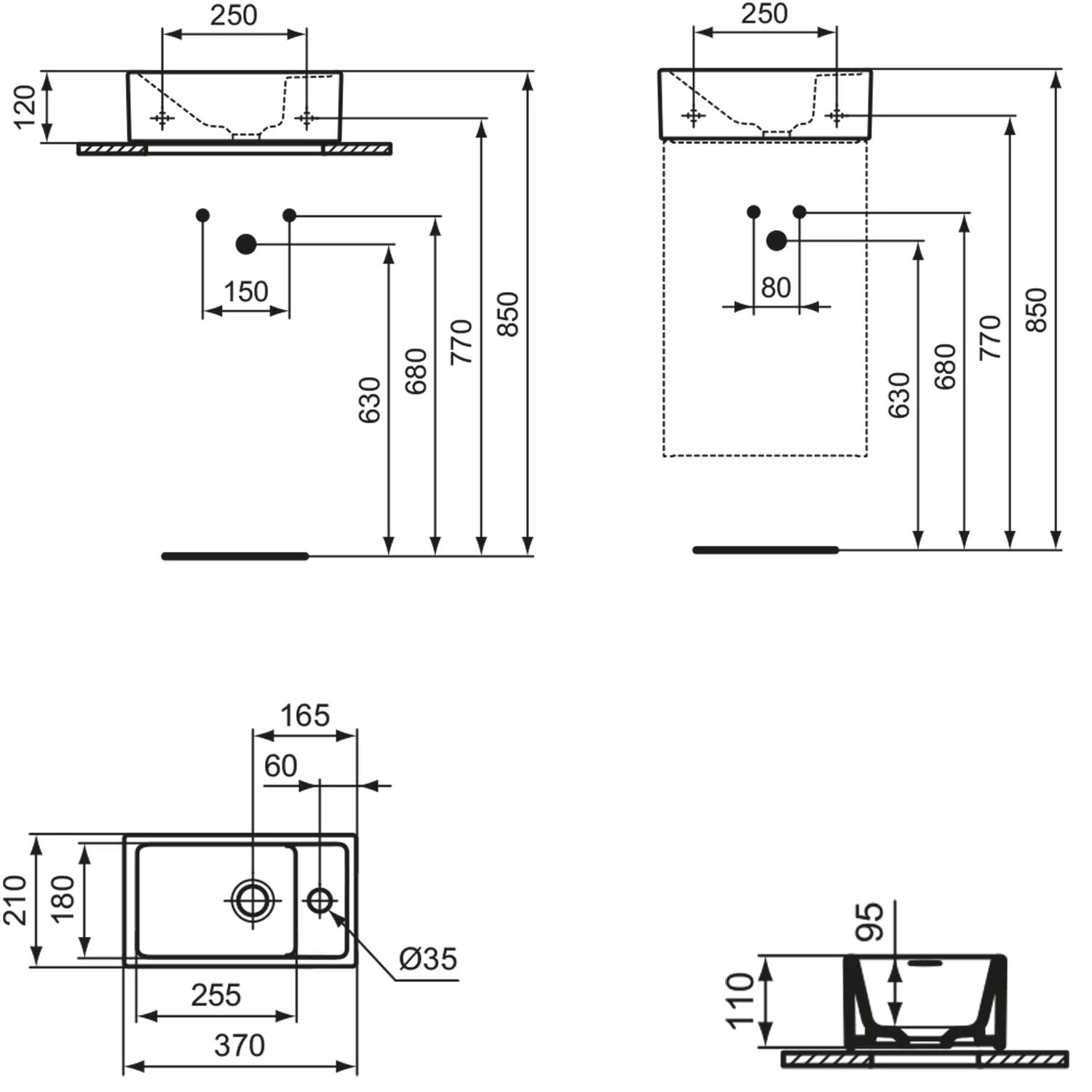 Ideal Standard i.life S Handwaschbecken 45 cm, 1 Hahnloch, ohne Überlauf Ideal Standard I.life S Handwaschbecken 45 Cm, 1 Hahnloch, Ohne Überlauf -Ideal Standard ideal standard badkeramik life waschtische handwaschbecken 12139478