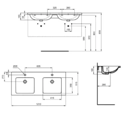 Ideal Standard I.life B Möbel-Doppelwaschtisch 121 Cm, Je 1 Hahnloch, Mit Überlauf -Ideal Standard ideal standard badkeramik life waschtische moebel 10984276