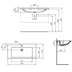 Ideal Standard I.life B Möbelwaschtisch 101 Cm, 1 Hahnloch, Mit Überlauf -Ideal Standard ideal standard badkeramik life waschtische moebelwachtisch 10984285