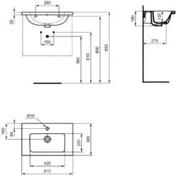 Ideal Standard I.life S Möbelwaschtisch 61 Cm, 1 Hahnloch, Mit Überlauf -Ideal Standard ideal standard badkeramik life waschtische moebelwaschtisch 11044927