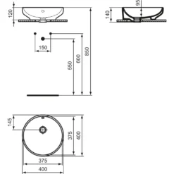 Ideal Standard I.life B Schale 40 Cm, Ohne Hahnloch, Mit Überlauf -Ideal Standard ideal standard badkeramik life waschtische schale 12123650