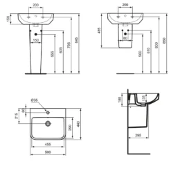 Ideal Standard I.life B Waschtisch 50 Cm, 1 Hahnloch, Mit Überlauf -Ideal Standard ideal standard badkeramik life waschtische wachtisch 10984318