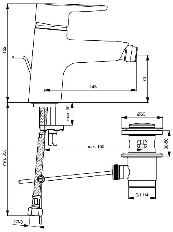 Ideal Standard Connect Blue Bidetarmatur