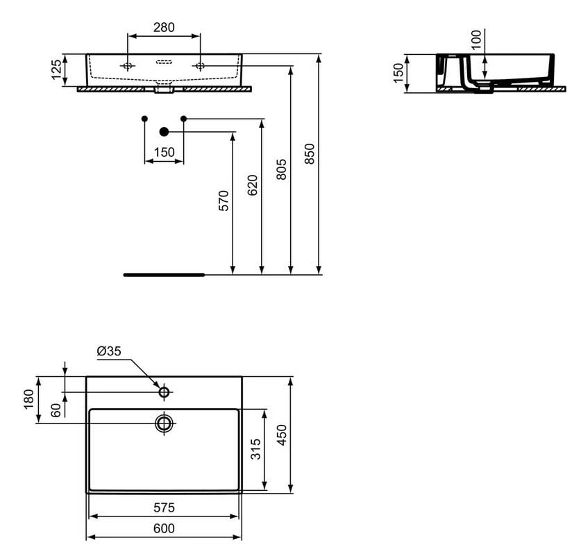 Ideal Standard Extra Waschtisch 60 cm, 1 Hahnloch, mit Überlauf, geschliffen Ideal Standard Extra Waschtisch 60 Cm, 1 Hahnloch, Mit Überlauf, Geschliffen -Ideal Standard ideal standard extra waschtisch 60 cm 5731633
