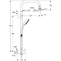 Ideal Standard Idealrain Duschsystem Zur Kombination Mit Unterputz-Armatur