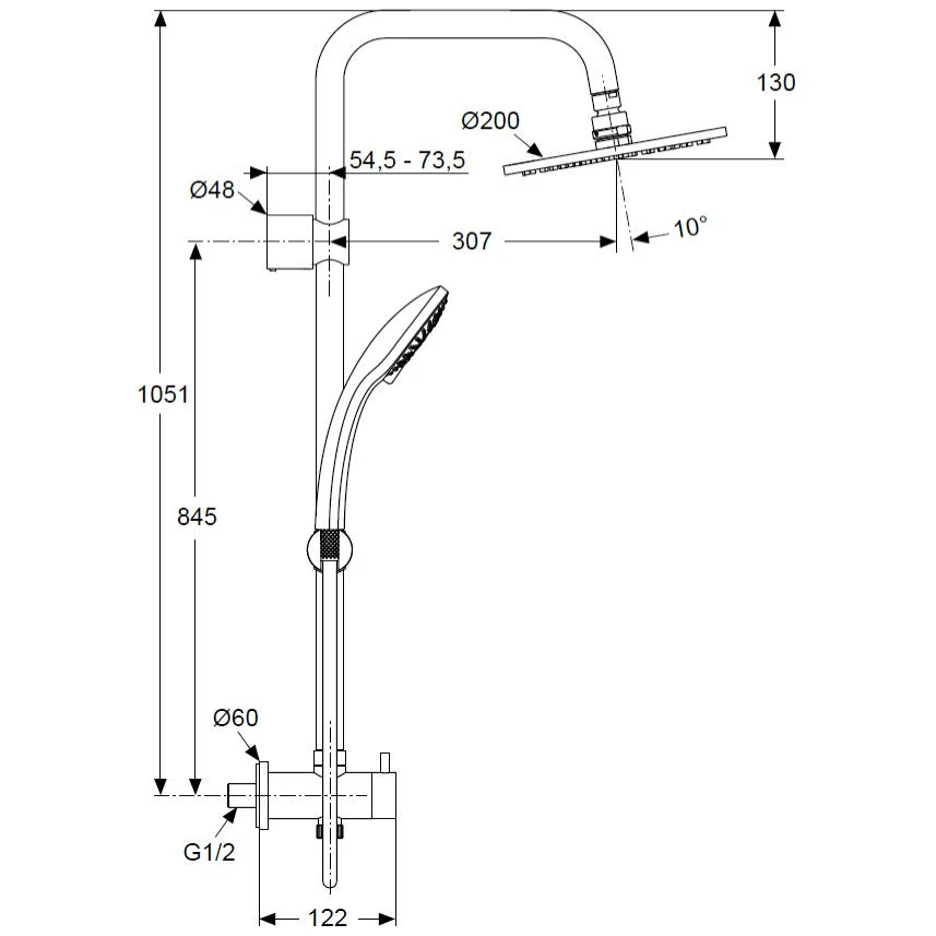 Ideal Standard Idealrain Duschsystem zur Kombination mit Unterputz-Armatur Ideal Standard Idealrain Duschsystem Zur Kombination Mit Unterputz-Armatur -Ideal Standard ideal standard idealrain a5689 brausesystem 597214