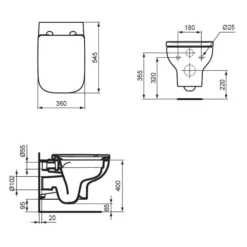 Ideal Standard I.life A WC-Paket Eckige Form Ohne Spülrand -Ideal Standard ideal standard life wcs paket eckig 5809393