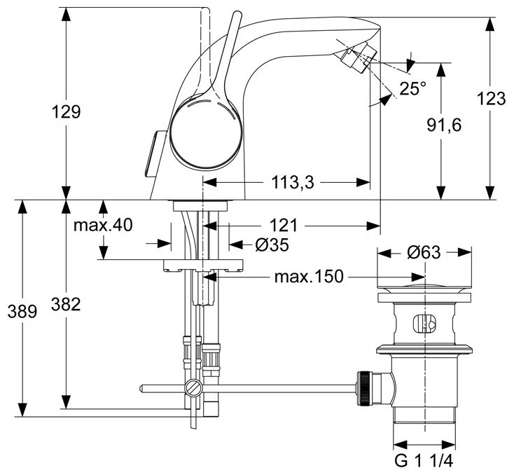 Ideal Standard Melange Einhebel-Bidetarmatur
