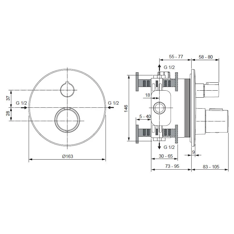 Ideal Standard CeraTherm T100 Einzelthermostat UP, Bausatz 2 Ideal Standard CeraTherm T100 Einzelthermostat UP, Bausatz 2 -Ideal Standard marken ideal standard badarmaturen ceratherm 100 dusche 5059973
