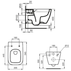 Ideal Standard I.life B Wandtiefspül-WC Ohne Spülrand Mit WC-Sitz Sandwich -Ideal Standard marken ideal standard badkeramik i life b wcs 12324253